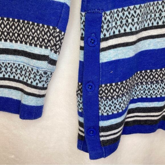 T by Talbots Blue/Gray Striped 100% Cotton Knit Sweater Size M Petite - Picture 4 of 8